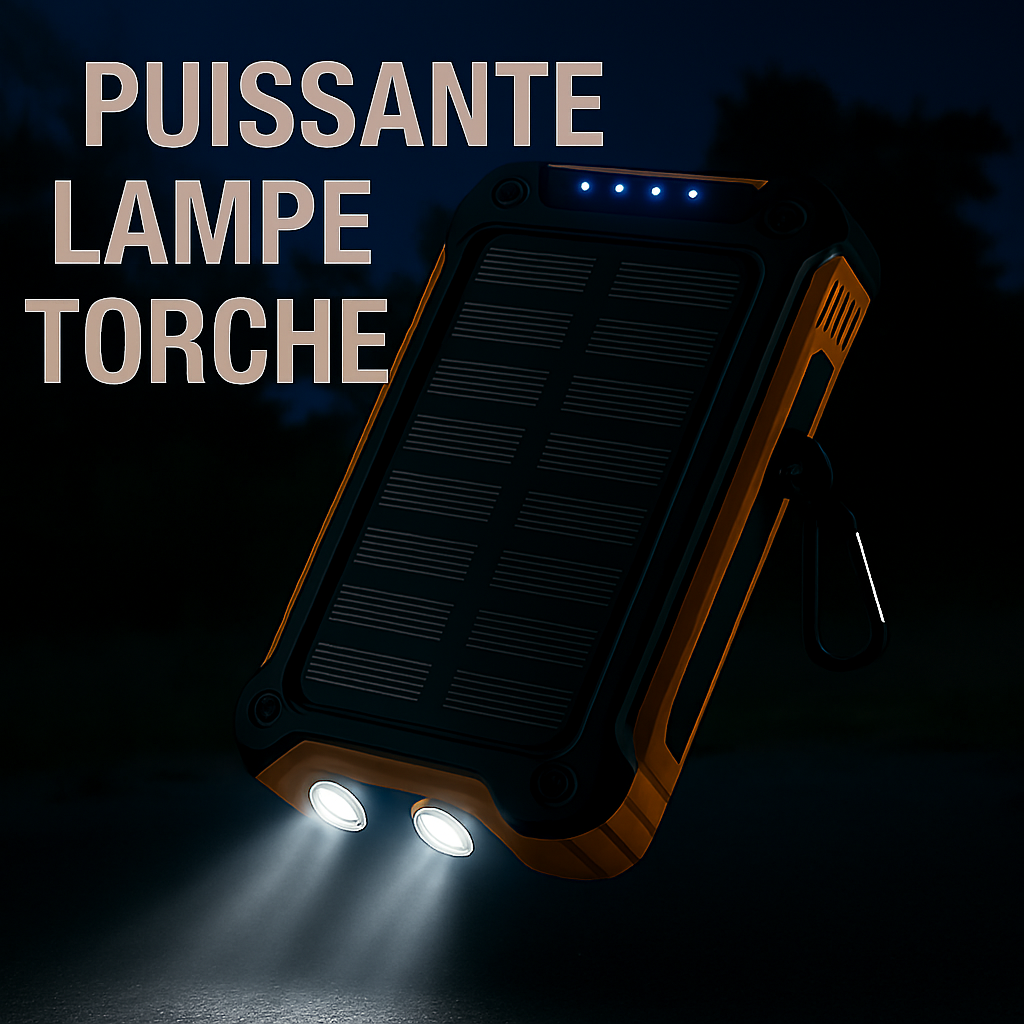 PUISSANT Powerbank Solaire 20.000mAH avec Lampe LED